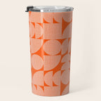 Mid Century Modern Geometric Textured Shapes Orange And White Travel Mug Gallery Image 3