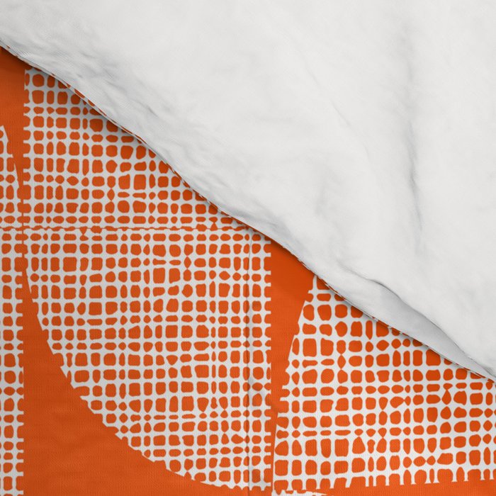 Mid Century Modern Geometric Textured Shapes Orange And White Comforter Gallery Image 4