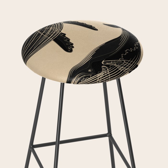 Modern Minimalist Abstract Whales 1 Stool Gallery Image 2