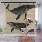 Modern Minimalist Abstract Whales 1 Wall Mural Gallery Image 1