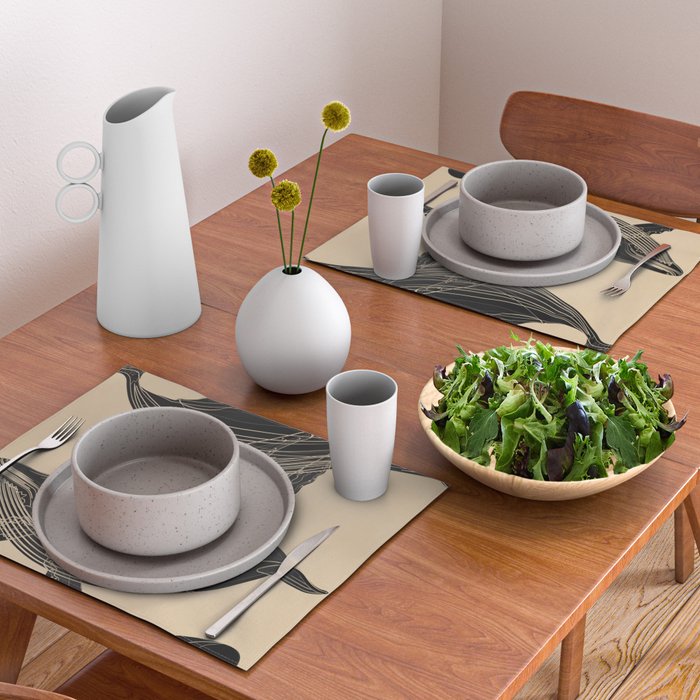 Modern Minimalist Abstract Whales 1 Placemat Gallery Image 2