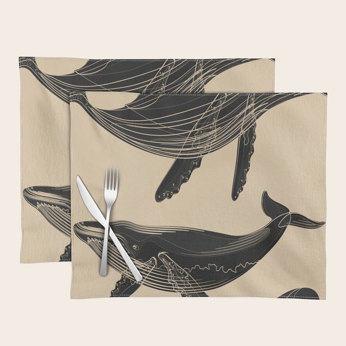 Modern Minimalist Abstract Whales 1 Placemat Gallery Image 1