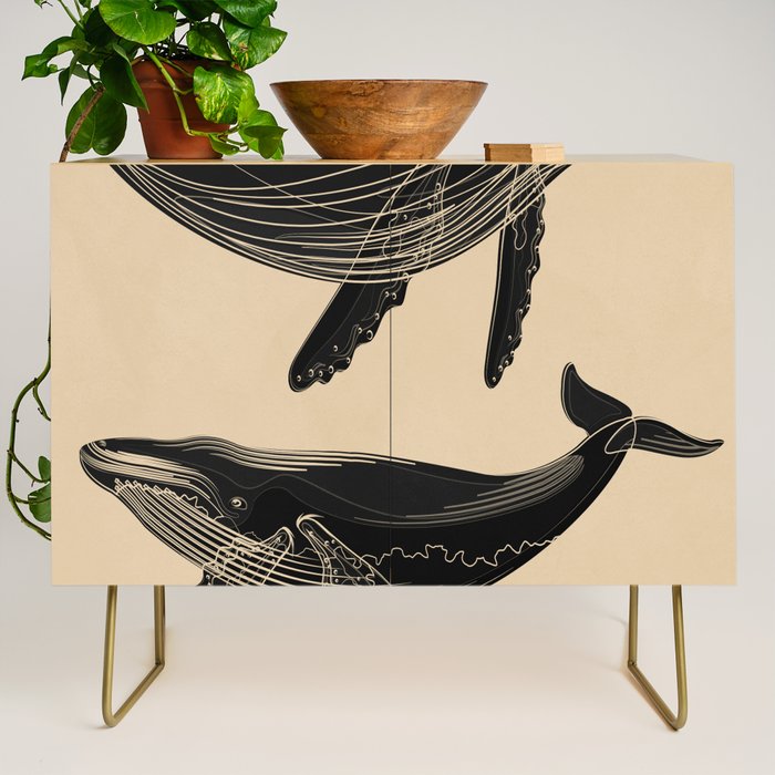 Modern Minimalist Abstract Whales 1 Credenza Gallery Image 1