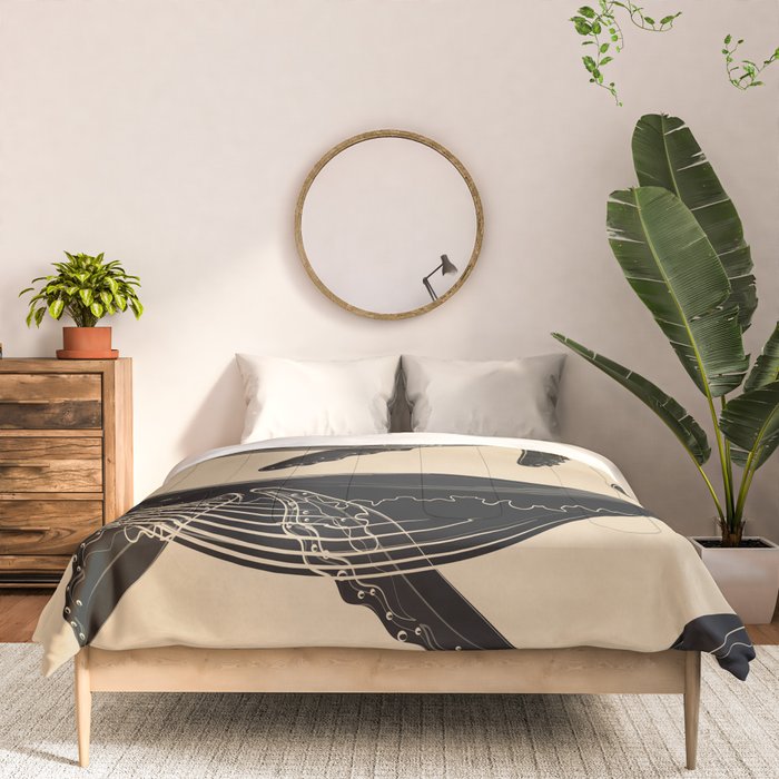 Modern Minimalist Abstract Whales 1 Comforter Gallery Image 3