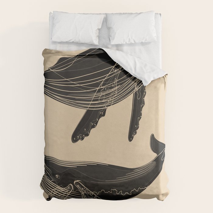 Modern Minimalist Abstract Whales 1 Duvet Cover Gallery Image 1