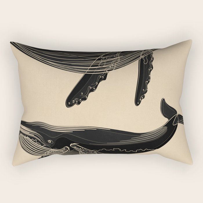 Modern Minimalist Abstract Whales 1 Rectangular Pillow Gallery Image 1