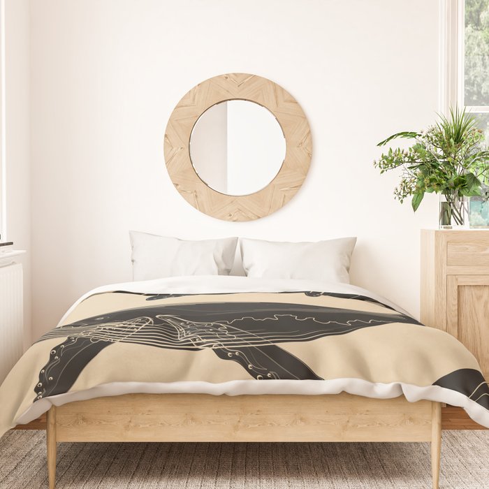 Modern Minimalist Abstract Whales 1 Duvet Cover Gallery Image 3