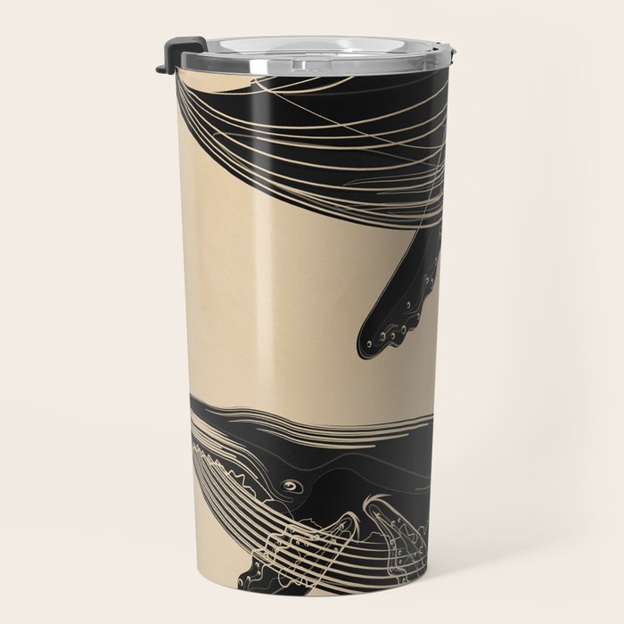 Modern Minimalist Abstract Whales 1 Travel Mug Gallery Image 3