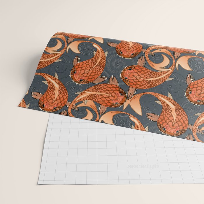 paisley fish gray Wrapping Paper Gallery Image 2