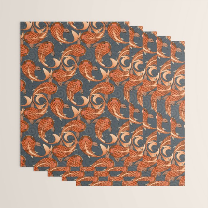 paisley fish gray Wrapping Paper Gallery Image 3