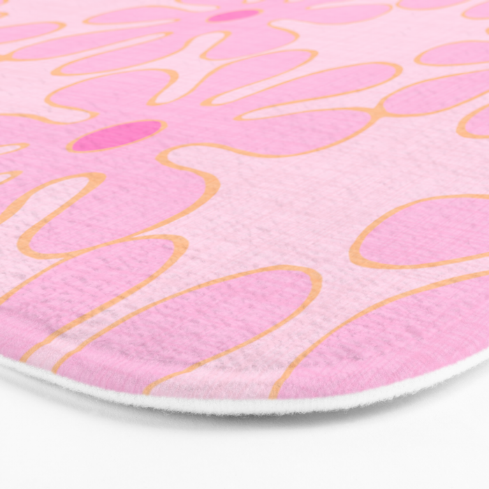 Pink Floral 70s Style Groovy Flowers Bath Mat Gallery Image 3