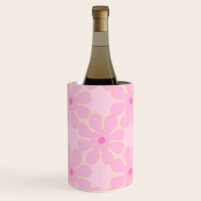 Pink Floral 70s Style Groovy Flowers Wine Chiller Gallery Image 1