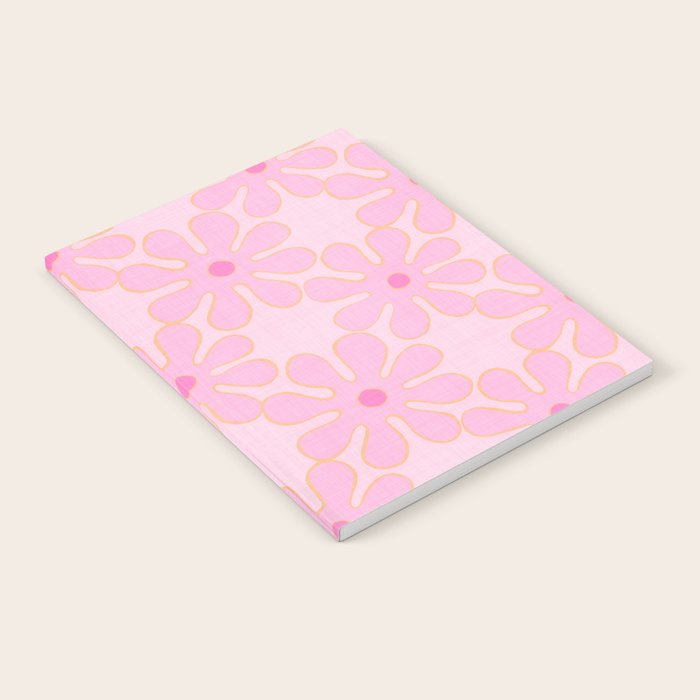 Pink Floral 70s Style Groovy Flowers Notebook Gallery Image 1