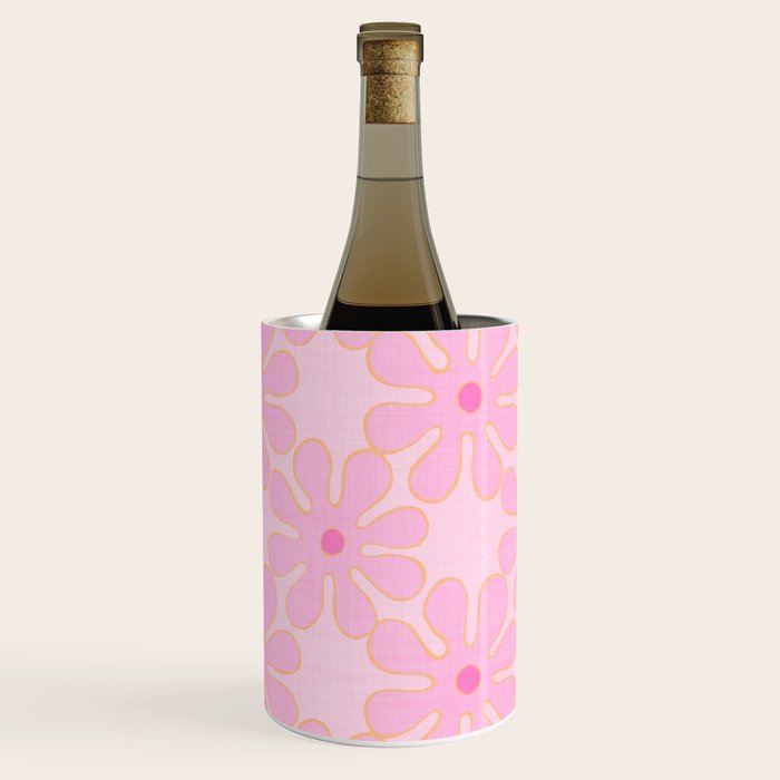 Pink Floral 70s Style Groovy Flowers Wine Chiller Gallery Image 2
