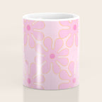 Pink Floral 70s Style Groovy Flowers Coffee Mug Gallery Image 4