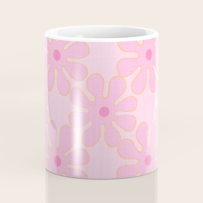 Pink Floral 70s Style Groovy Flowers Coffee Mug Gallery Image 4