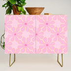 Pink Floral 70s Style Groovy Flowers Credenza Gallery Image 1