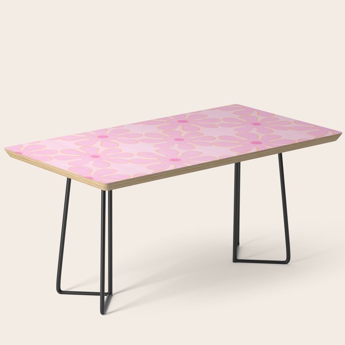 Pink Floral 70s Style Groovy Flowers Coffee Table Gallery Image 1