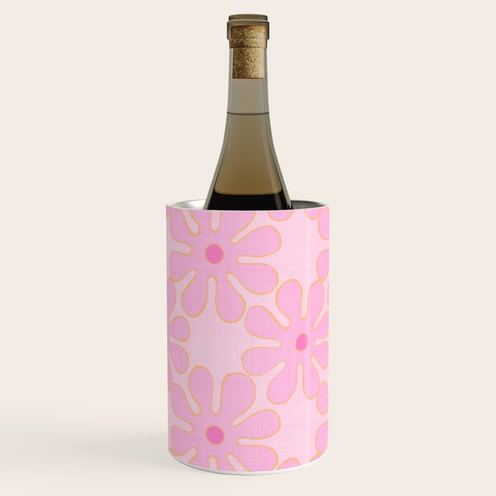 Pink Floral 70s Style Groovy Flowers Wine Chiller Gallery Image 3
