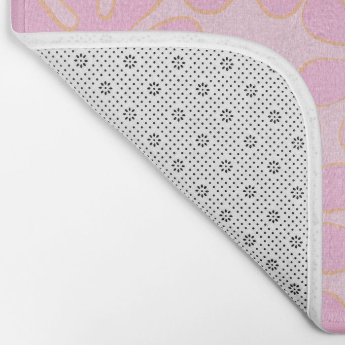 Pink Floral 70s Style Groovy Flowers Bath Mat Gallery Image 2