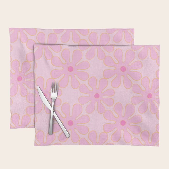 Pink Floral 70s Style Groovy Flowers Placemat Gallery Image 1