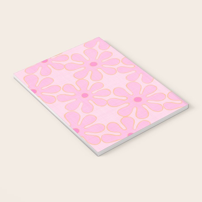 Pink Floral 70s Style Groovy Flowers Notebook Gallery Image 3