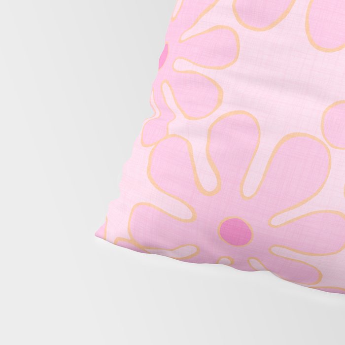Pink Floral 70s Style Groovy Flowers Pillow Sham Gallery Image 4