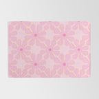 Pink Floral 70s Style Groovy Flowers Rug Gallery Image 2