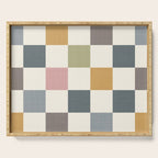 Retro Country Earthy Chequered board Serving Tray Gallery Image 1
