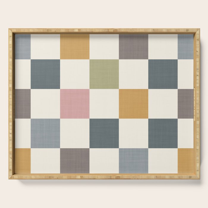 Retro Country Earthy Chequered board Serving Tray Gallery Image 1