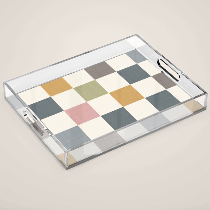Retro Country Earthy Chequered board Acrylic Tray Gallery Image 1