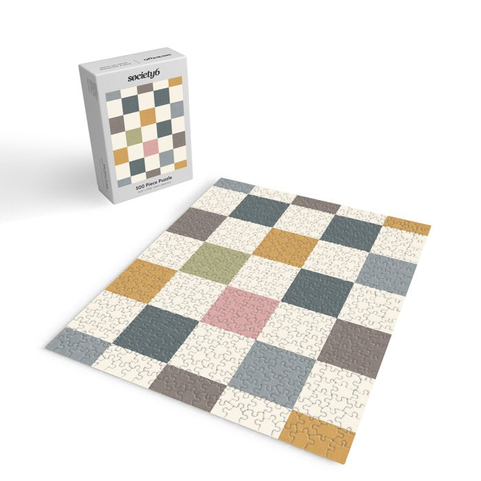 Retro Country Earthy Chequered board Jigsaw Puzzle Gallery Image 2