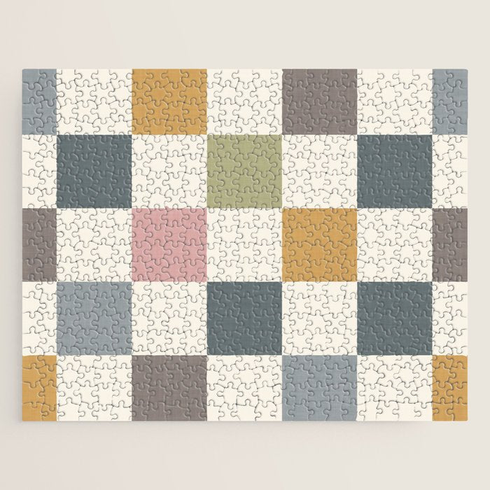 Retro Country Earthy Chequered board Jigsaw Puzzle Gallery Image 1