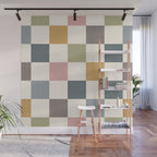 Retro Country Earthy Chequered board Wall Mural Gallery Image 1