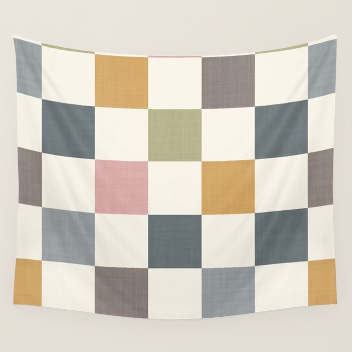 Retro Country Earthy Chequered board Wall Tapestry Gallery Image 4