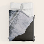 Waves crashing on a black sand beach - Minimal Landscape Photography Duvet Cover Gallery Image 6