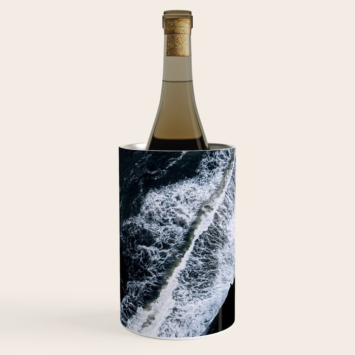 Waves crashing on a black sand beach - Minimal Landscape Photography Wine Chiller Gallery Image 2