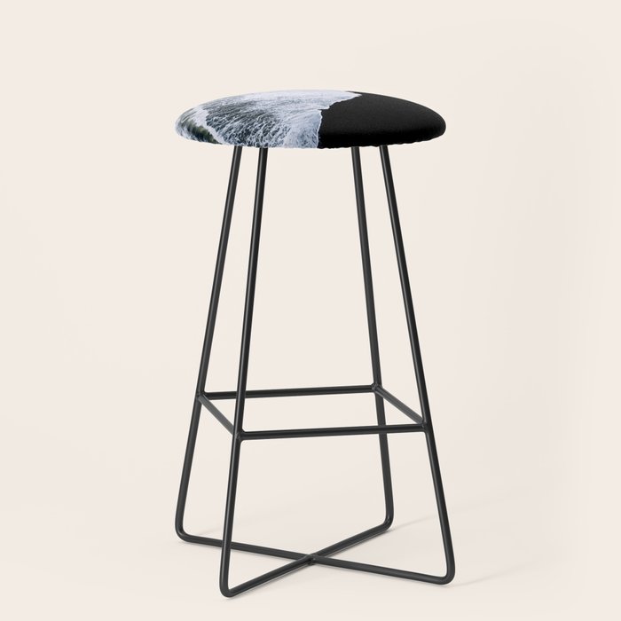 Waves crashing on a black sand beach - Minimal Landscape Photography Stool Gallery Image 1