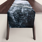 Waves crashing on a black sand beach - Minimal Landscape Photography Table Runner Gallery Image 1