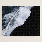 Waves crashing on a black sand beach - Minimal Landscape Photography Jigsaw Puzzle Gallery Image 1