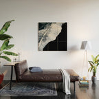 Waves crashing on a black sand beach - Minimal Landscape Photography Wood Wall Art Gallery Image 2