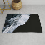 Waves crashing on a black sand beach - Minimal Landscape Photography Rug Gallery Image 1