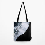 Waves crashing on a black sand beach - Minimal Landscape Photography Tote Bag Gallery Image 2