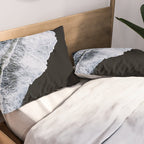 Waves crashing on a black sand beach - Minimal Landscape Photography Pillow Sham Gallery Image 2