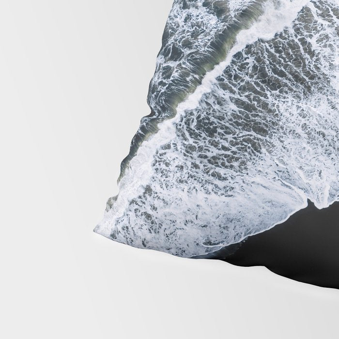 Waves crashing on a black sand beach - Minimal Landscape Photography Pillow Sham Gallery Image 4