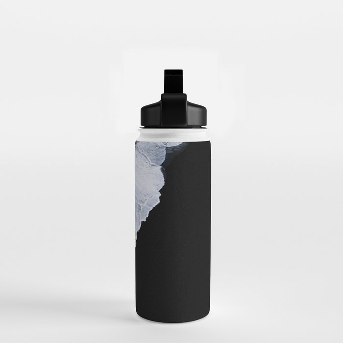 Waves crashing on a black sand beach - Minimal Landscape Photography Water Bottle Gallery Image 2
