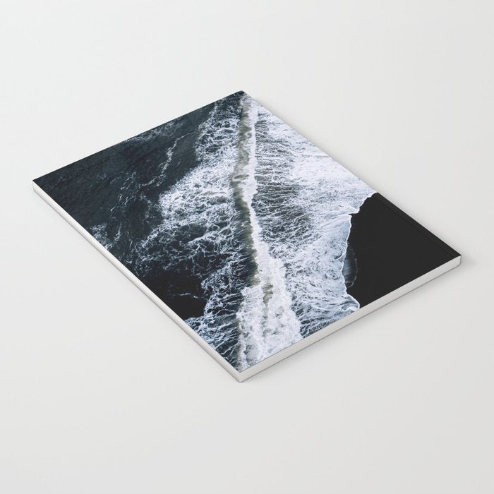 Waves crashing on a black sand beach - Minimal Landscape Photography Notebook Gallery Image 3