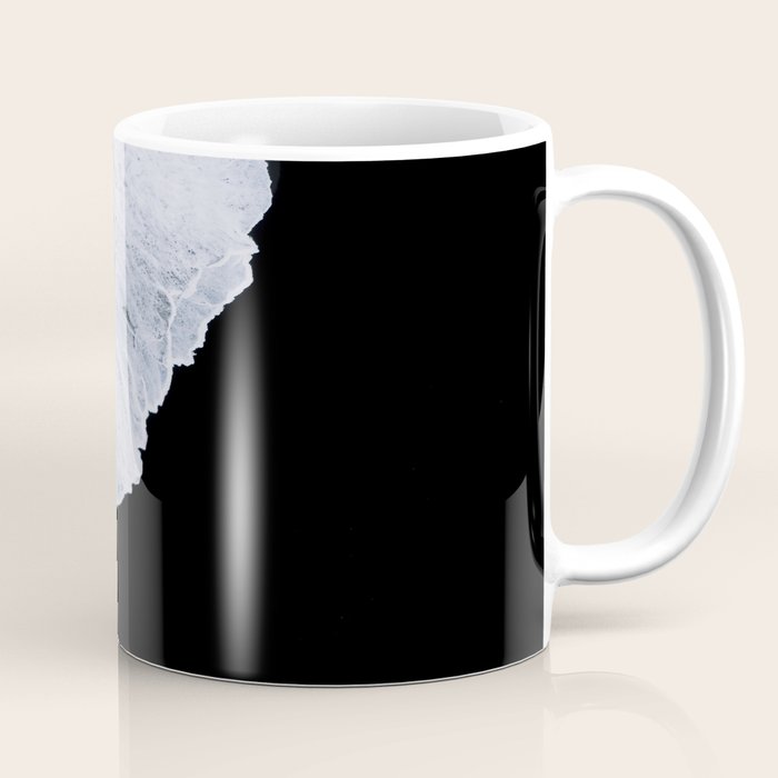 Waves crashing on a black sand beach - Minimal Landscape Photography Coffee Mug Gallery Image 1