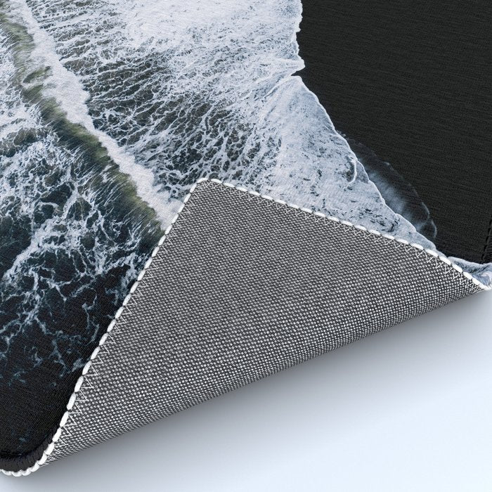 Waves crashing on a black sand beach - Minimal Landscape Photography Rug Gallery Image 4