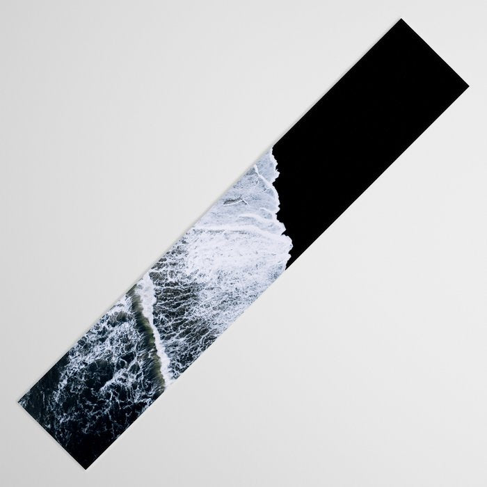 Waves crashing on a black sand beach - Minimal Landscape Photography Table Runner Gallery Image 3